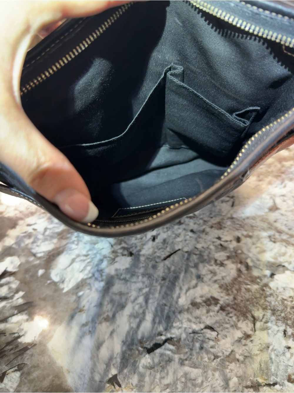 Coach Signature Jacquard Black Hobo Shoulder Bag Leather Trim Buckle Purse - Picture 6 of 11